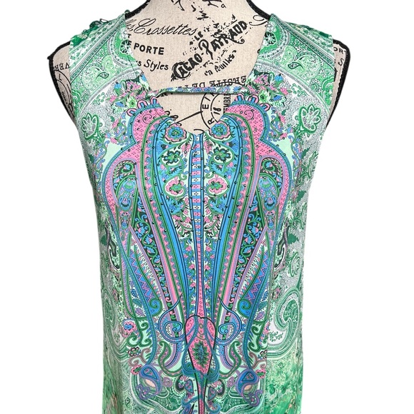 Elegant Green and Blue Maxi Dress - Picture 4 of 12